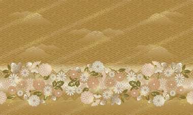 Japon tarzı, çiçek deseni, kusursuz desen. Japonya 'nın geleneksel kimono modeli.