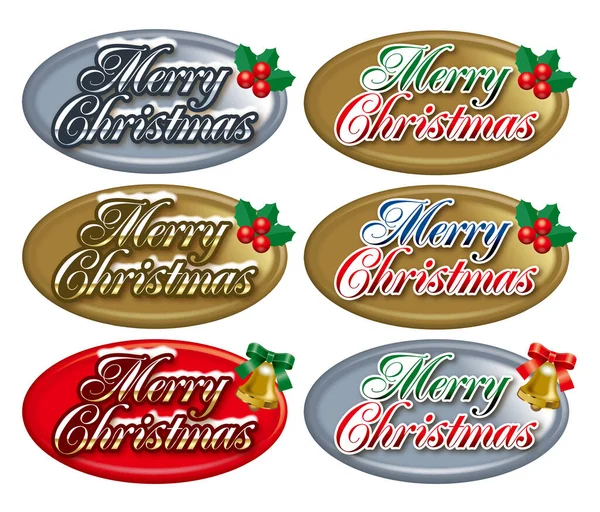 Vrolijk Kerstfeest Emblemen Iconenset — Stockfoto