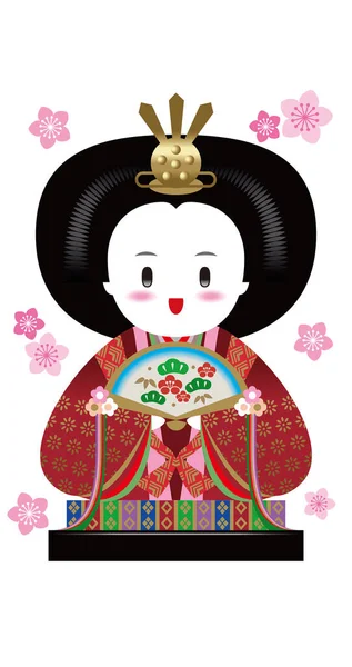 Ілюстрація Ляльки Японського Фестивалю Дівчат Березня Японці Святкують Фестиваль Ляльки — стокове фото