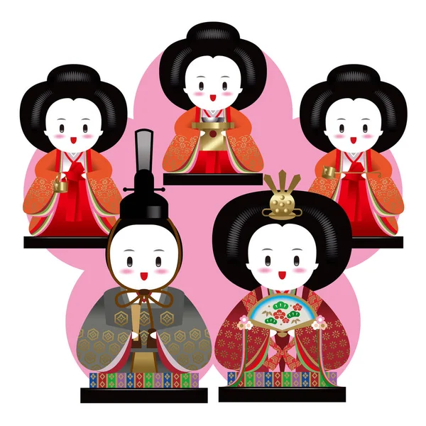 Ілюстрація Ляльки Японського Фестивалю Дівчат Березня Японці Святкують Фестиваль Ляльки — стокове фото