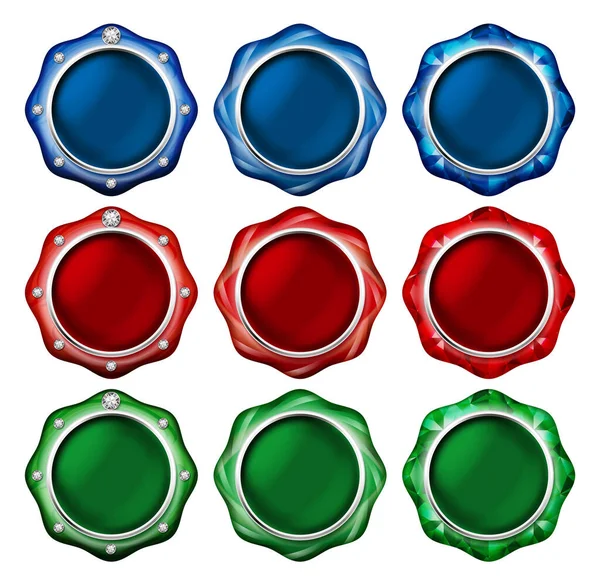 Illustration Button Jewel Blue Red Green Vivid Color — Stock Photo, Image