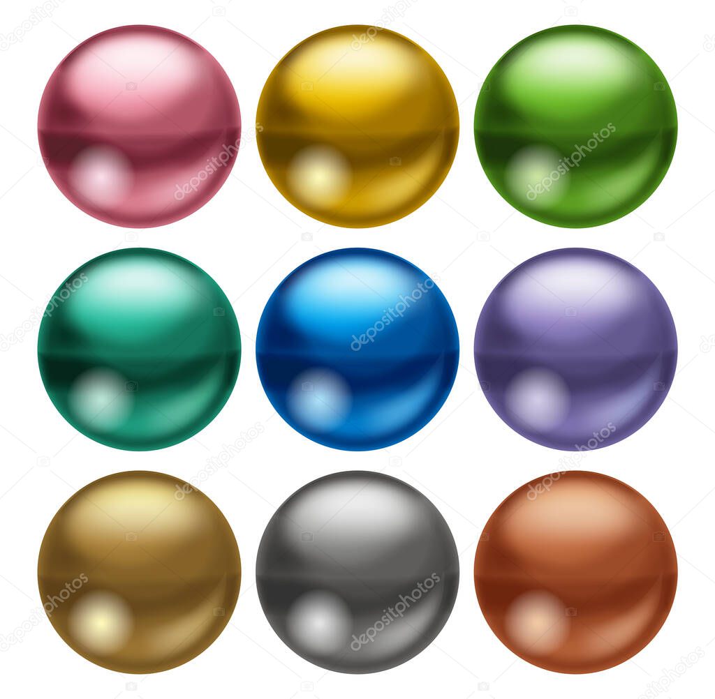 Illustration of a colorful button. / Simple metal button.