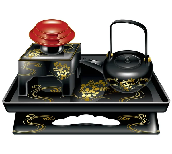 Ilustración Del Sake Año Nuevo Ilustración Sake Pot Taza Vajilla — Foto de Stock