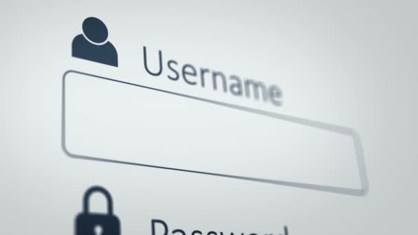 Login Interfaz Usuario Escribir Una Página Nombre Usuario Contraseña — Vídeo de stock
