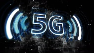Telefon için 5g yüksek hızlı kablosuz hücresel ağ. Hud arka plan.