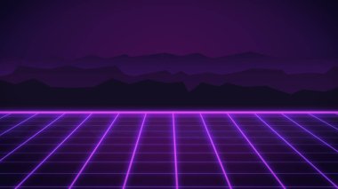 80s tarz lazer ızgara vintage arcade bilgisayar oyunları ile Retro neon arka plan