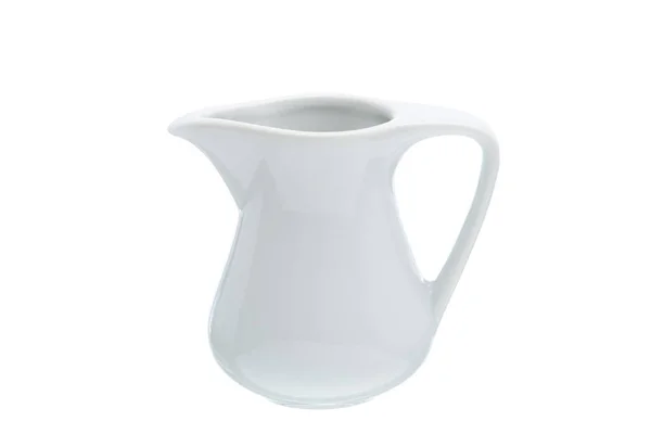Mały Ceramiczny Dzbanek Syropu Izolowany Białym Tle — Zdjęcie stockowe