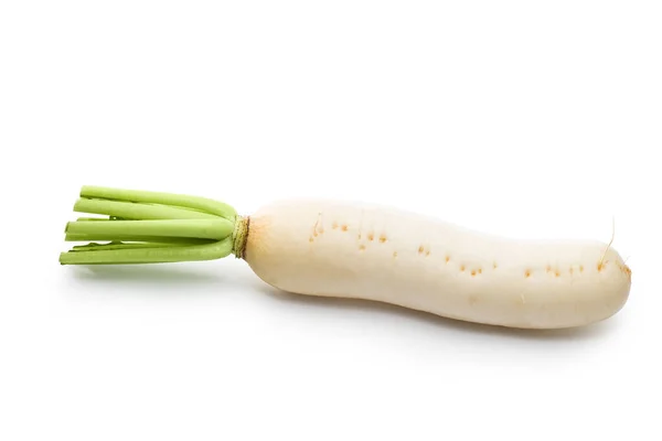 Appetizing White Radish Isolated White Clipping Path — Stock Photo, Image