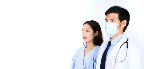 Portrait Médecin Asiatique Patient Sur Fond Blanc — Photo