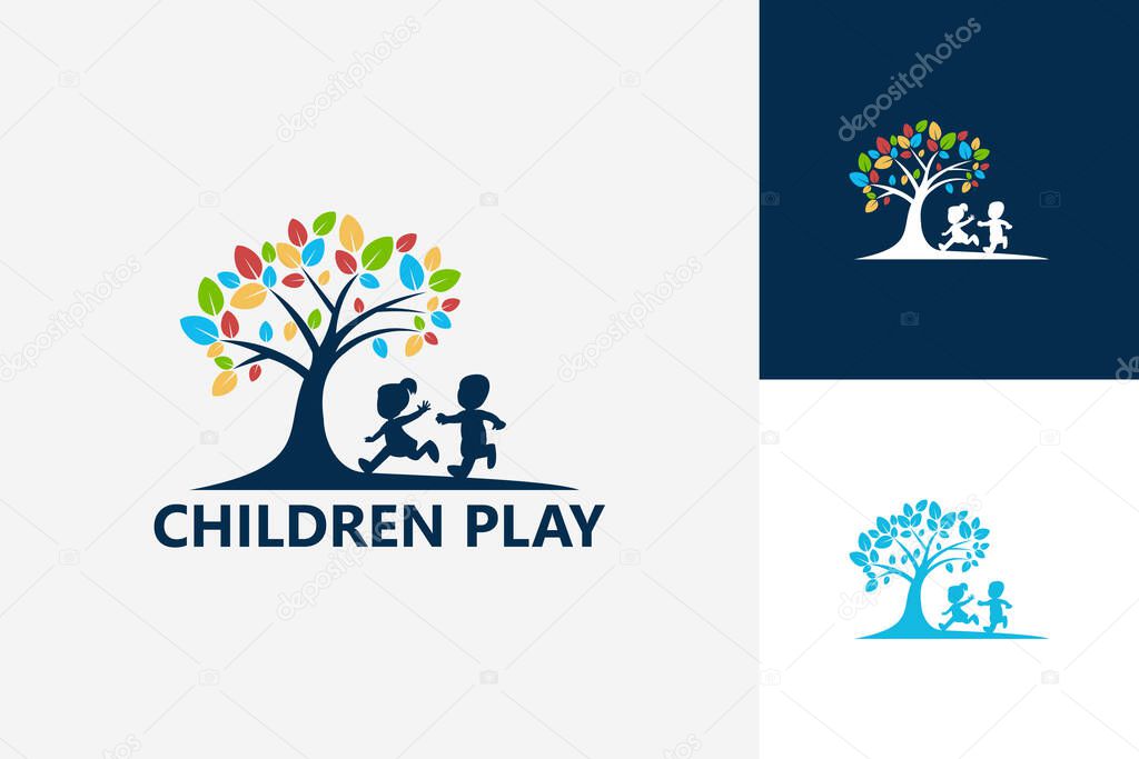 Children Play Logo Template Design Vector, Emblem, Design Concept, Creative Symbol, Icon