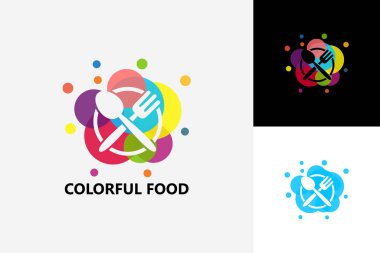Renkli Gıda Logosu Şablon Tasarım Vektörü, Amblem, Tasarım Konsepti, Yaratıcı Sembol, Simge Simgesi, Simge