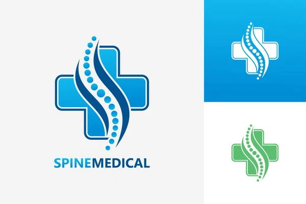 Spine Medical Logo Template Design Vector Emblem Design Concept Creative — ストックベクタ