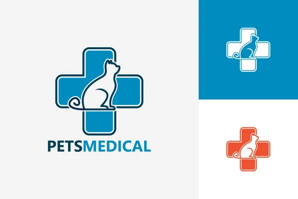Animais Estimação Medical Logo Template Design Vetor Emblema Conceito Design —  Vetores de Stock