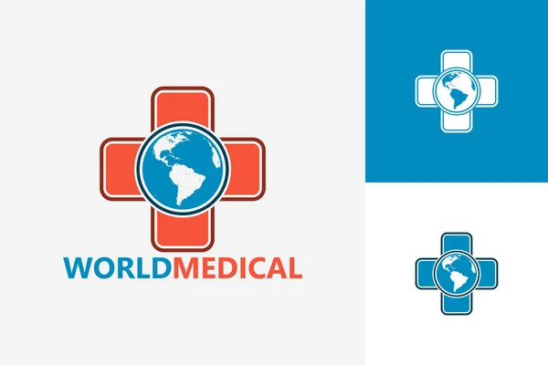 世界医療ロゴテンプレート デザインベクトル エンブレム デザインコンセプト クリエイティブシンボル アイコン — ストックベクタ