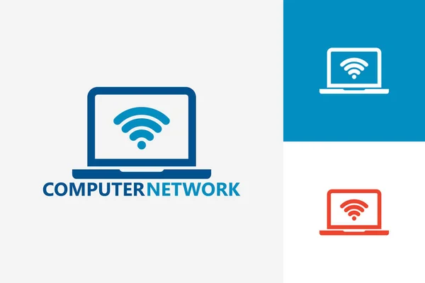 Computer Network Logo Template Design Vektor Emblem Designkonzept Kreatives Symbol — Stockvektor