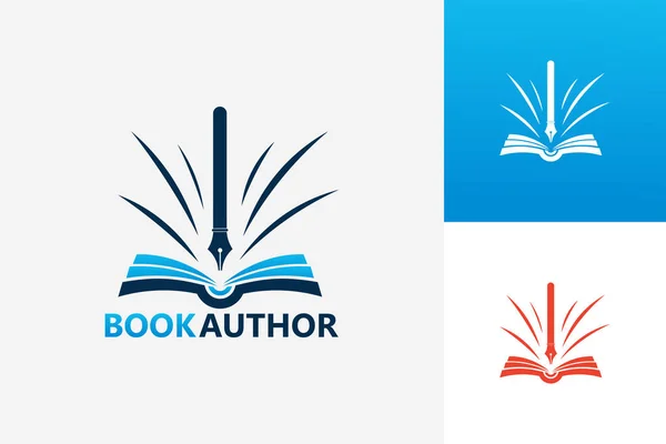 Auteur Livre Modèle Logo Vecteur Conception Emblème Concept Conception Symbole — Image vectorielle