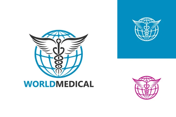 Dünya Tıbbi Logo Şablon Tasarım Vektörü, Amblem, Tasarım Konsepti, Yaratıcı Sembol, Simge