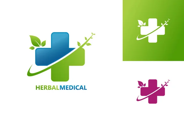 Herbal Medical Logo Template Design Vetor Emblema Conceito Design Símbolo —  Vetores de Stock