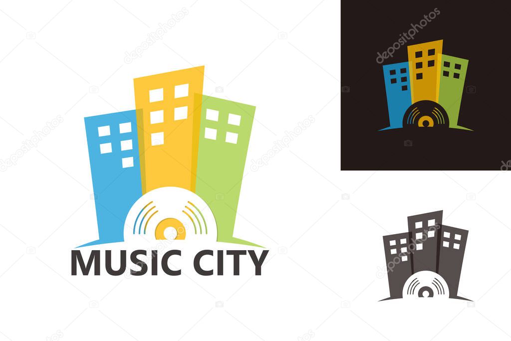 Music City Logo Template Design Vector, Emblem, Design Concept, Creative Symbol, Icon