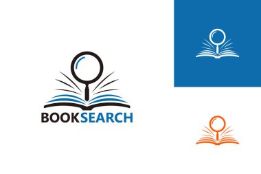 Kitap Arama Logosu Tasarım Vektörü, Amblem, Tasarım Konsepti, Yaratıcı Sembol, Simge Simgesi, Simge