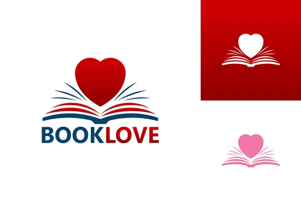 Livro Amor Logo Template Design Vetor Emblema Conceito Design Símbolo —  Vetores de Stock