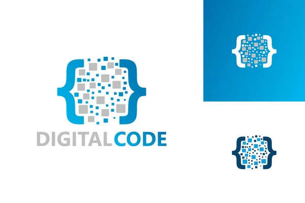Digital Code Logo Template Design Vector Emblem Design Concept Creative — Stock Vector