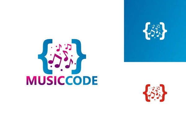 Muziekcode Logo Template Design Vector Embleem Design Concept Creatief Symbool — Stockvector