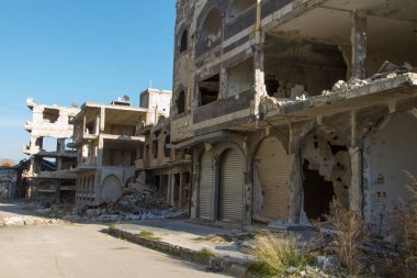Destroyed Homs centre, Syria clipart