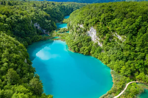 Widok Lotu Ptaka Park Narodowy Jezior Plitwickich Chorwacja — Zdjęcie stockowe