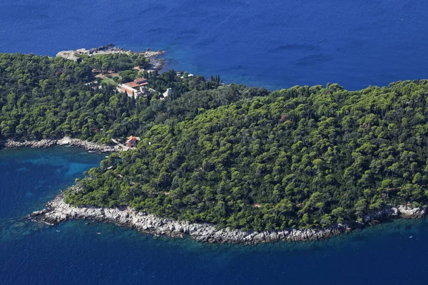 Foto Aerea Dell Isola Lokrum Vicino Dubrovnik — Foto Stock