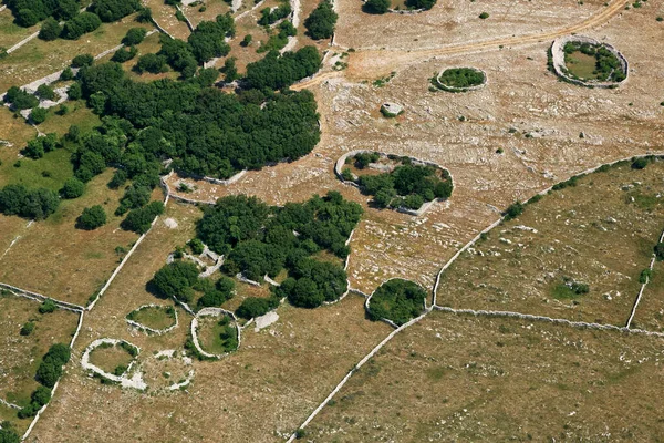 クロアチア クルク島の乾燥した壁の迷路の空中ビュー — ストック写真