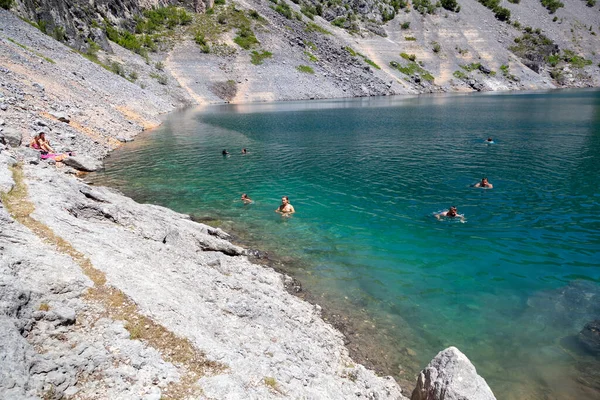 Modro Jezero Blue Lake Blízkosti Imotski Chorvatsko — Stock fotografie