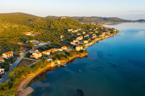Vista Aérea Cidade Tkon Ilha Paman Adriático Croata — Fotografia de Stock