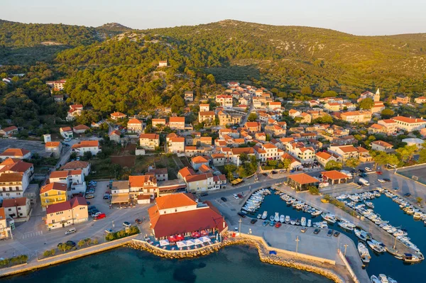 Vista Aérea Cidade Tkon Ilha Paman Adriático Croata — Fotografia de Stock