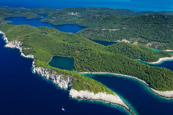 Vista Aérea Ilha Mljet Croácia — Fotografia de Stock