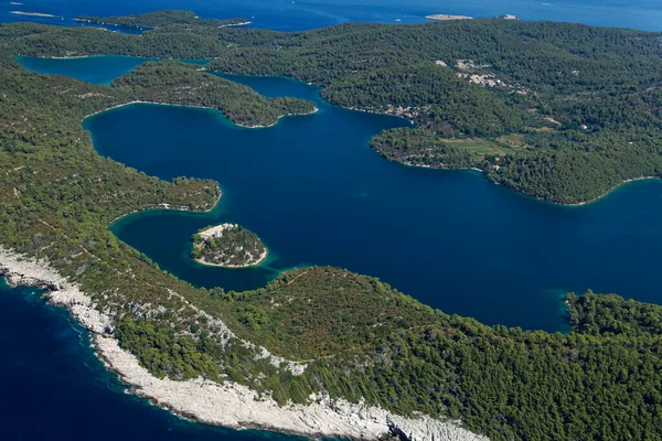 Letecký Pohled Ostrov Mljet Chorvatsko — Stock fotografie