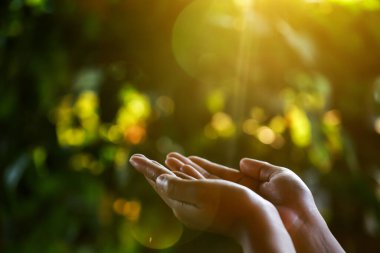 Çevre simgeleriyle el ele tutuşan teknoloji, yeşil arkaplanda Ağ bağlantısı üzerinden.