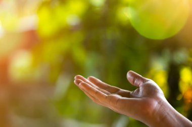 Çevre simgeleriyle el ele tutuşan teknoloji, yeşil arkaplanda Ağ bağlantısı üzerinden.