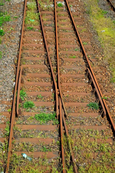 Spoorweginfrastructuur Een Zomerdag Rupsbanden Rupsbanden Rupsbanden Rupsbanden — Stockfoto