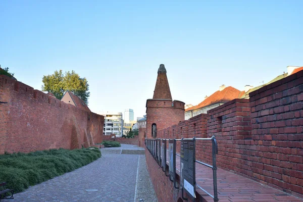 Las Históricas Murallas Defensa Del Barbican Casco Antiguo Varsovia Durante — Foto de Stock