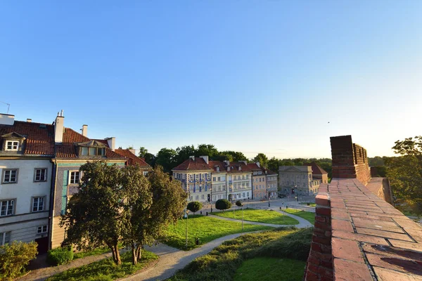 Historic Defensive Walls Warsaw Barbican Burgher Houses Old Town Light — Stock Photo, Image