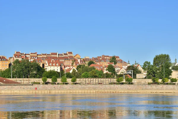 Vista Del Casco Antiguo Varsovia Desde Otro Lado Colgaba Una — Foto de Stock