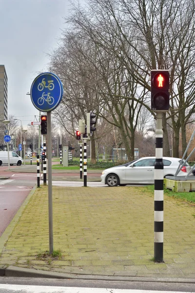 Pedestrian Traffic Light Informs You Situation Crossing Attention — Stock Photo, Image