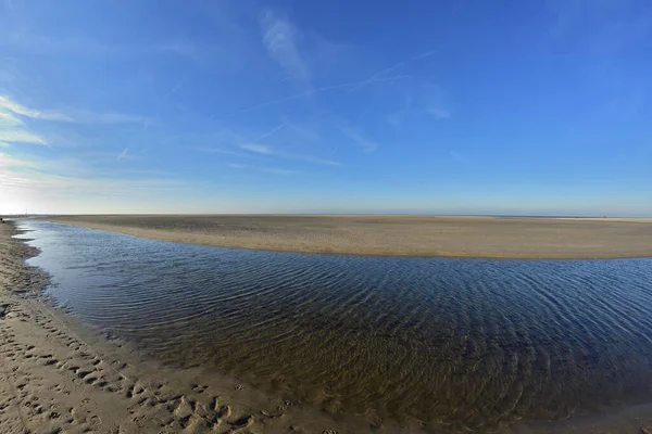 Het Strand Zeekust Een Zonnige Dag Fisheye Lens Voorjaar — Stockfoto