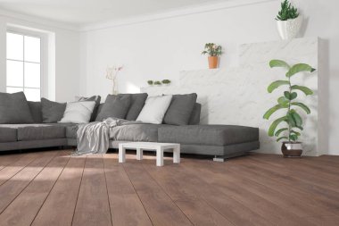 Modern iç tasarım. 3d illüstrasyon