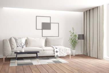 Modern iç tasarım. 3d illüstrasyon
