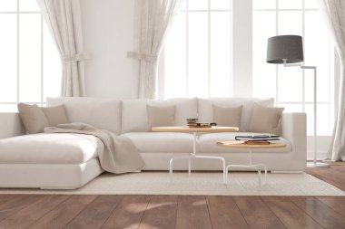 Modern iç tasarım. 3d illüstrasyon