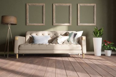 Modern iç tasarım. 3d illüstrasyon