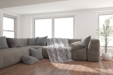 Modern iç tasarım. 3d illüstrasyon