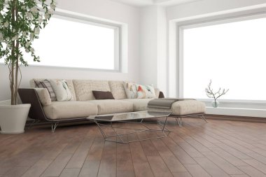 Modern iç tasarım. 3d illüstrasyon